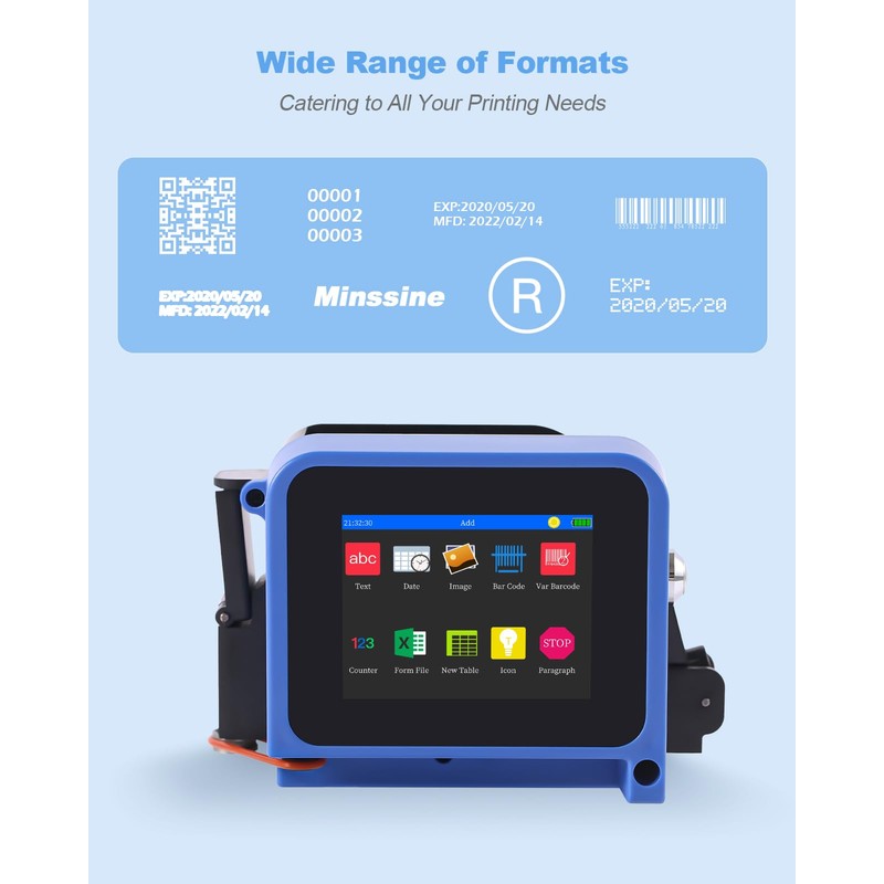 Compact Mini Handheld Inkjet Printer for All Surfaces with Black