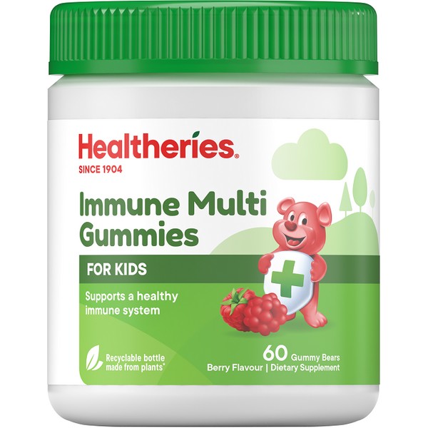 Healtheries Immune Multi Gummies for Kids 60 Gummy Bears - Berry - Expiry 29/09/24