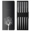 5 Pairs SUS304 Stainless Steel Chopsticks, Reusable Metal Chopsticks,Square Lightweight