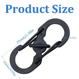 4 Pack Carabiners, Key Carabiners, Carabiner Hooks, Small Carabiners, S-shaped Carabiners, Mini Carabiners, S-Outdoor Camping Hooks for Camping, Home, Hiking or Travel(Black+Silver)