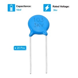 PATIKIL 10nf 3kv High Voltage Ceramic Capacitor, 20 Pcs Ceramic Chip Capacitor Assortment Kit for Power, Blue