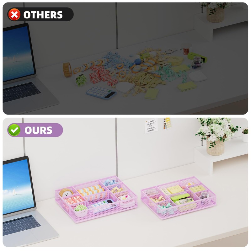 Marbrasse 2 Pack Desk Drawer Organizer, Mesh Drawer Organizer Tray