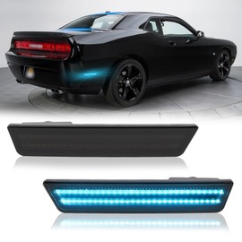 POPMOTORZ 2PCS Rear Fender Ice Blue LED Side Marker Lights Assembly Compatible With 2008-2014 Dodge Challenger, 2011-2014 Dodge Charger Rear Fender LED Bumper Side Marker Lights Lamps Smoked Lens