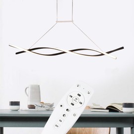 Jiabailie Modern Chandelier,47.24in Dimmable LED Pendant Light w/Remote Control,Aluminium Waving Linear Chandeliers Adjustable Hanging Chandeliers for Dining Room Living Room 3000K-6000K