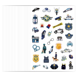 CupaPlay 800+PCS Police Car Paper Stickers - Police Car Theme Party Supplies Decorations Birthday Baby Shower Party Favors Jar Containers Letter DIY Sticker Labels Decals(24 Sheets)
