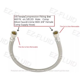 EZ-FLUID 2pcs 3/8" Female Comp X 3/8" Female Comp X 12" Faucet Supply Extension Connector