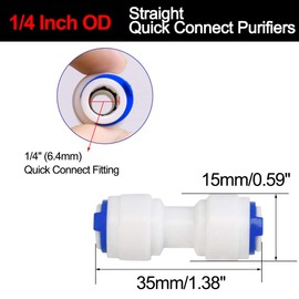 uxcell 1/4 Inch OD Straight Quick Connect Water Purifiers Tube Fittings Push in To Connector Filter RO Tubing Connector for RO Reverse Osmosis System 10pcs