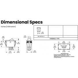 CARLING RSCA201-VB-B-9-V SWITCHES, ROCKER, SPST, 20A, 125V, BLACK (1 piece)