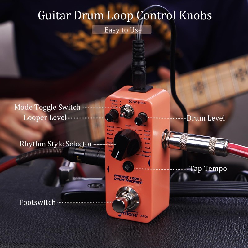 AITONE Looper Pedal with Drum Machine 2 in 1 Loop