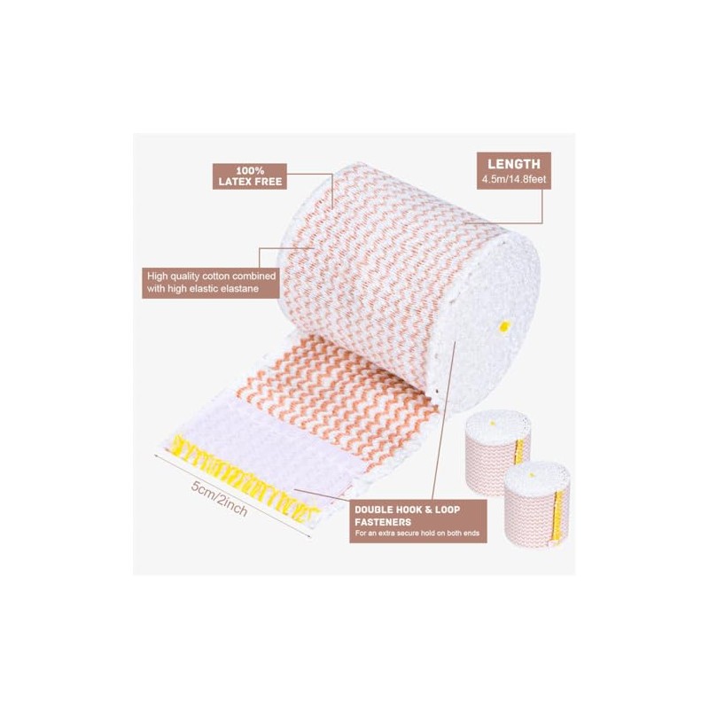 Compression Bandage, Elastic Bandage Wrap 6PCS Bandage Wrap Roll with