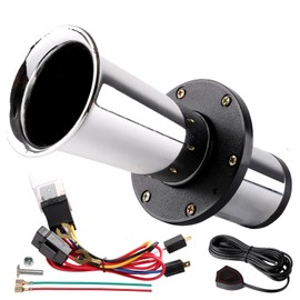 Cenzhiwen 12V Antique Classic Car Horn Kit - Aooga Ahooga Air Horn for Hot Rod, Truck, Golf Cart (Silvery With Button)