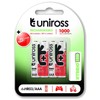 Uniross -Pilas Recargables Tamaño AAA - 1000mAh - Niquel Metal-
