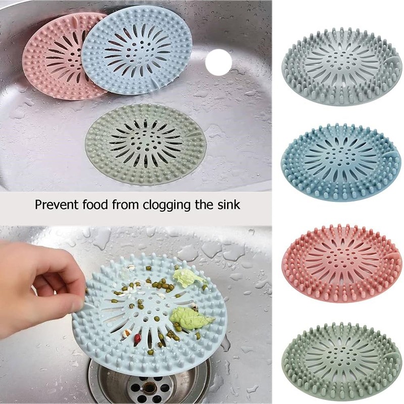4PCS Hair Catcher Rubber Stopper Shower Drain Covers， for Bathroom,