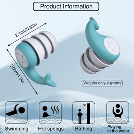 Fine jade2 4 Paar Ohrstöpsel Schwimmen Kinder Silikon Ohrenstöpsel zum Duschen Schwimmen Surfen Schnorcheln und andere Wassersportarten