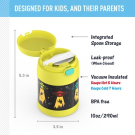 THERMOS FUNTAINER 10 Ounce Stainless Steel Vacuum Insulated Kids Food Jar with Spoon, Out of This World