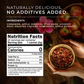 Gya Tea Co Cinnamon Apple Herbal Tea Bags (20 Bags) - Decaf Cinnamon Tea Bags Rich in Hibiscus - Spicy Sweet & Tangy Cinnamon Apple Spice Tea - Apple Cider Tea Bags Fruit & Herbal Tea Blends