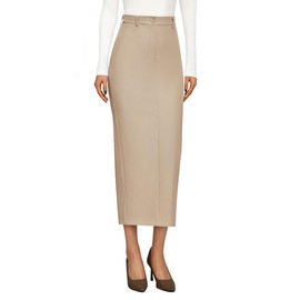 PRETTYGARDEN Women's 2025 Fall Maxi Pencil Skirt High Waisted Slit Work Office Trendy Long Skirts Business Casual Outfits (Beige,Large)