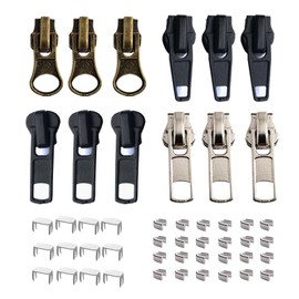 JOSDIOX Zipper Repair Kit #5 Zippers Pull 12 Pcs, Sliders, Top Stop & Bottom Replacement, Fix Zip On for Repairing Coats,Jackets with Metal, Plastic and Nylon Coil Teeth