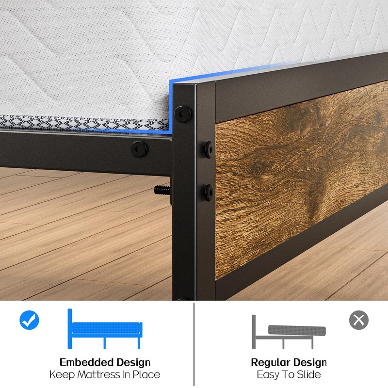 Liians Twin Bed Frame with Storage Headboard USB Charging Station,