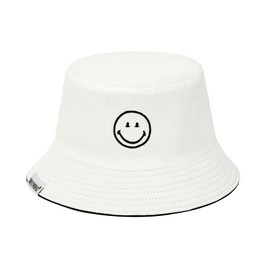 Durio Foldable Fishing Hat Cotton Bucket Hat Sun Hat for Men and Women SmileyWorld Fishing Hat Summer Hat Travel, black white, Unit size