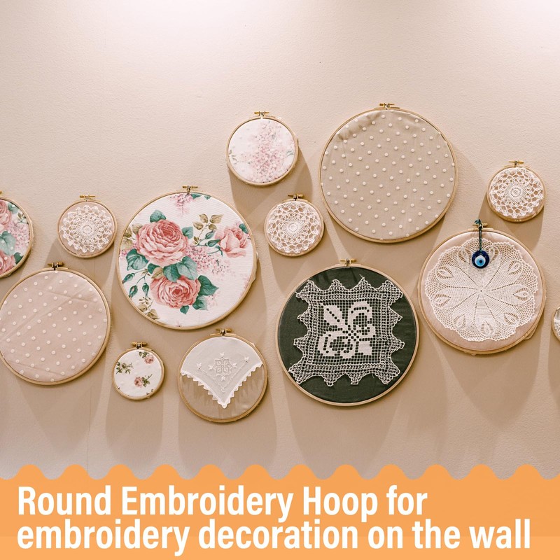 96 Pcs Christmas Embroidery Hoop Set Beige Linen Fabric