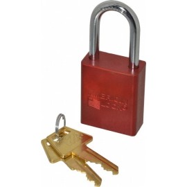 American Lock Keyed Alike Lockout Padlock 1-1/2" Shackle Clearance, 1/4" Shac...
