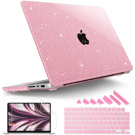 Tuiklol for MacBook Pro 14 inch Case 2023-2021 Release M3 A2992 A2918 M2 A2779 M1 A2442 Pro/Max Chip,Hard Shell Case+Keyboard Cover+Screen Protector for MacBook Pro 14" with Touch ID,Sparkly Pink