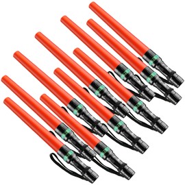 RoadHero 10 Pieces 16 Inch Traffic Wand with Strobe Modes LED Safety Signal Flashlight Wand with Wrist Strap and Side Clip for Traffic Control, Parking, Using 3 AAA Batteries, Batteries Not Included