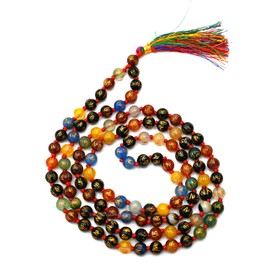 Japa Mala 108 Prayer Beads Necklace and Wrist Mala Bracelet for Meditation, Hand Knotted, Gemstone