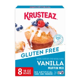 Krusteaz Gluten Free Vanilla Muffin Mix, Gluten Free Vanilla Muffins With Sweet Glaze Mix, 18 oz Box (Pack of 8)