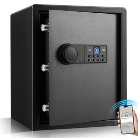 XDeer Smart Home Safe Biometric 𝟑𝟓 𝐋𝐁, 0.1s Quick Access Unlock with App/Fingerprint/Passcode/Key, Personal Safe for home, office,money, jewelry 1PCS - 1.69 Cubic Feet