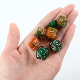 GWHOLE 7 PCS Polyhedral Dice Set Dungeons and Dragons Table Game Dice for D&D, DND, GRP with Black Pouch, Glitter Green