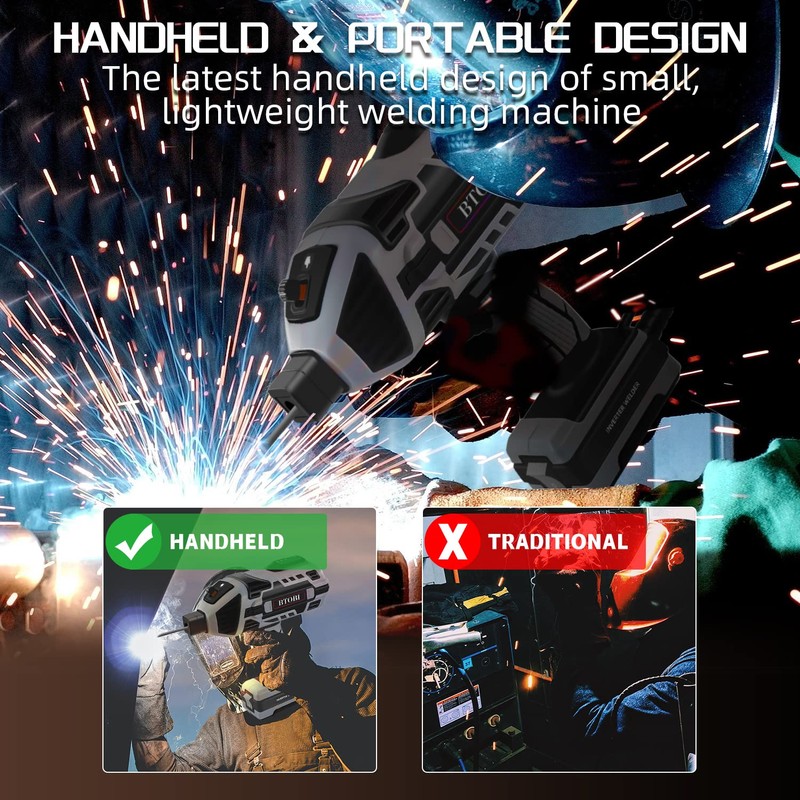 Welding Machine,Portable ARC Welder Machine Gun,IGBT Standing Handheld Welding Machine,
