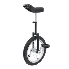 16" Inch Unicycle One Wheel Bike with Anti-Skid Alloy Rim and Pedal Adjustable Height Outdoor Unicycles Max Weight 110lbs Outdoor Sports Fitness Exercise Unicycle for Outdoor Sports (black, 16")