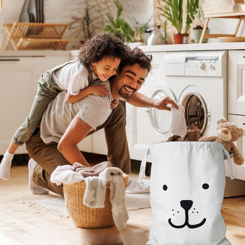 OCCOUMR Pack of 2 Cotton Laundry Bags with Practical Drawstring