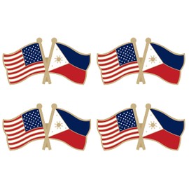 Philippines Crossed Double Flag Lapel Pins Small Mini Filipino Friendship Pin Badge Pack of 4
