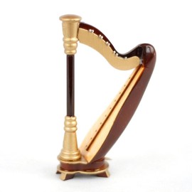 Melody Jane Dolls House Walnut Orchestral Harp Miniature Music Room Instrument Accessory