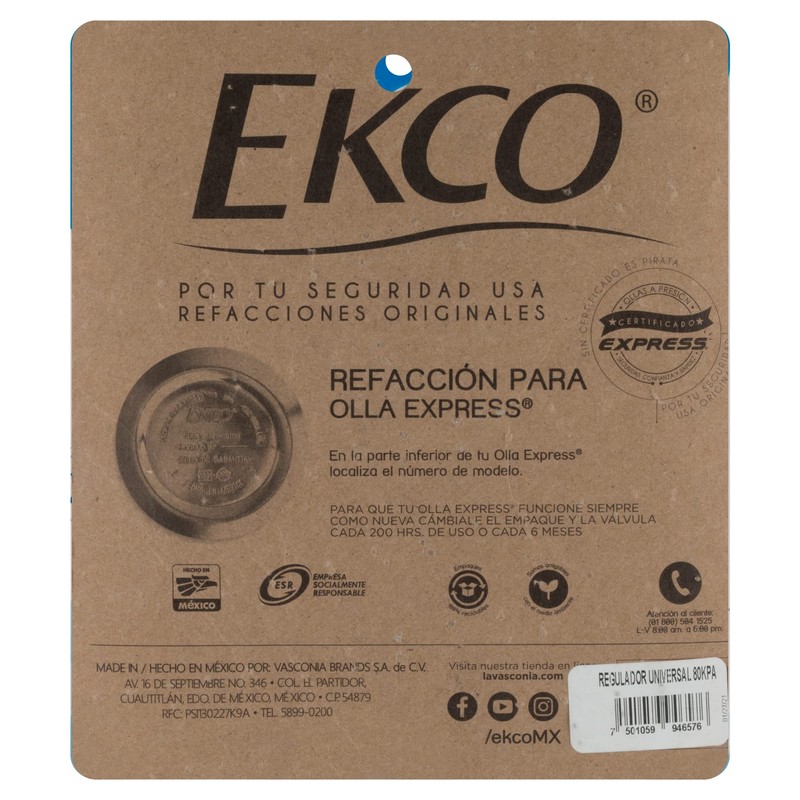 Ekco 46576 Regulador universal de 80 kpa, Classic de Baquelita,