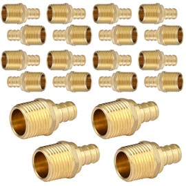 HeSun 20-Pack PEX Fittings, 3/4" PEX x 3/4" Male NPT, 3/4 Inch Brass Crimp Male Adapter Fitting, ASTM F1807