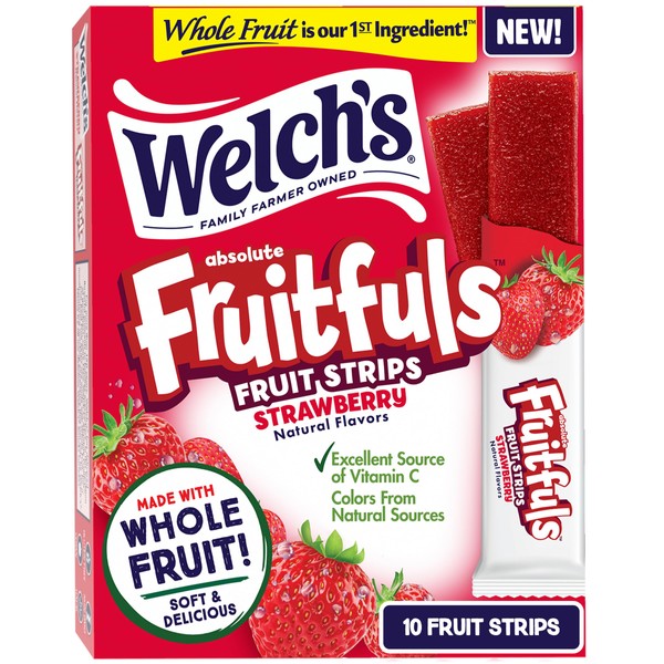 Welch’s Absolute Fruitfuls Fruit Strips, Strawberry Flavored Fruit Leather, Tasty