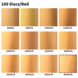 SPEEDWOX 100 Pcs 600 Grit Sandpaper Roll 5 inch Round Sanding Discs Adhesive Back PSA Sticky Back No Hole Stick and Sand Sandpaper for Wood, Auto Body Repair, Marine, Paint, Metal and Plastics