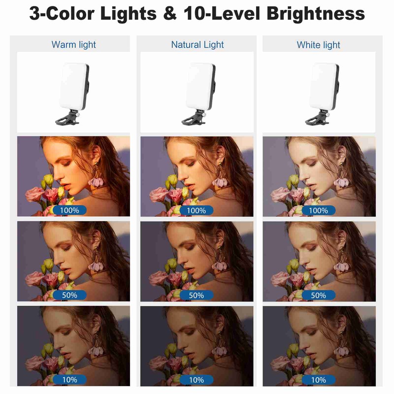 Portable Video Conference Fill Light 2500K-6500K Brightness Adjustable Clip On