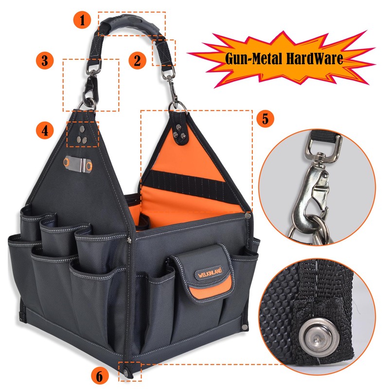 WELKINLAND 40-Pockets Tool tote, 25L Tote tool bag, Tech tools