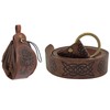 Thajaling 2 Pcs Viking Belt Medieval Faux Leather Belt Pouch