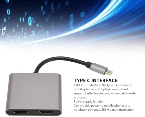 Dilwe Adaptador USB C a HDMI, Convertidor Adaptador de Video USB 3.1 a HDMI Dual 4K, Modos Espejo y Extendido, Estación de Acoplamiento USB C a HD