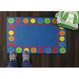 Flagship Carpets Sitting Spots Welcome Mat Area Rug for Children's Classroom Entryway or Kids Playroom, 2' x 3', Rectangle, Blue