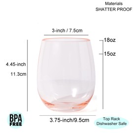 KX-WARE - Copas de vino acrílicas irrompibles de 18 onzas, juego de 6 Mutlicolor