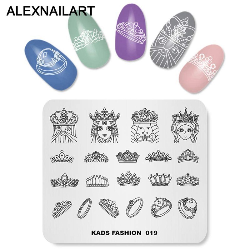 4 Pieces Nail Stamping Plate Imperial Crown Chinese Mahjong Plant