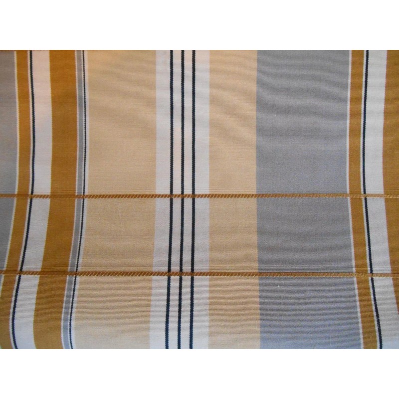 MUSTARD GREY GOLD BLACK CREAM CHECK PLAID COTTON UPHOLSTERY FABRIC