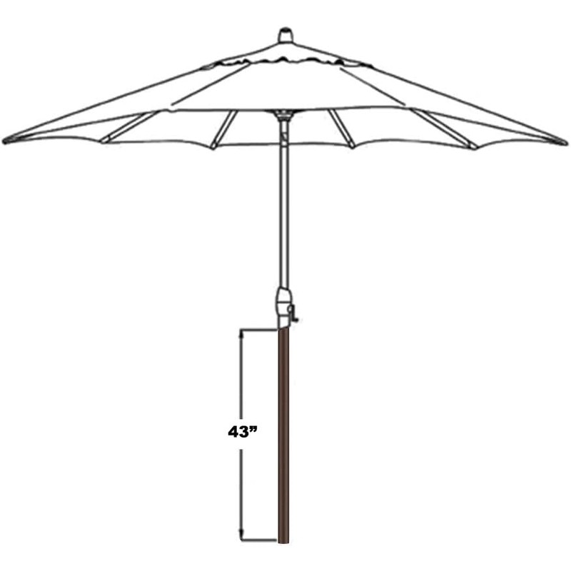 BELLRINO 43 Inch Bottom Pole (Replacement) for 9-Foot Patio Umbrella